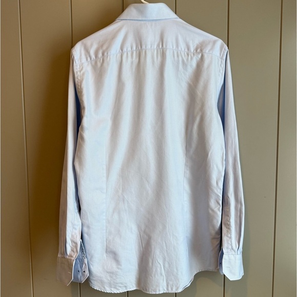 EMANUEL BERG Modern Fit Shirt Mens M 15 3/4 40 Blue Solid Dress Shirt Poland - Picture 2 of 9